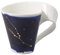 Villeroy und Boch - NewWave Stars Becher mit Henkel, formschöne Tasse mit Stier-Motiv, Premium Porzellan, spülmaschinengeeignet, weiß/blau, 300 ml