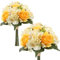 Briful 2 Pack Artificial Roses Hydrangea Flower Bouquet Silk Hydrangea Bouquet Fake Flowers 9 Heads Yellow Artificial Flowers Bush for Wedding Table Centerpieces Home Office Decor