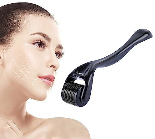 IKadiya 0,5mm Beard Roller, Mikronadelroller, Professionelles Microneedling, Derma-roller, für Bartwachstum, Gesichtshautpflege, Anti-Aging, Anti-Falten