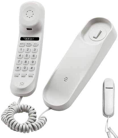 Corded House Phones Landline,Corded Landline Telephone,Wall/Desk Mountable Home,Dial Pad on Base Unit Landline Phone Corded Handset Last Number Redial,Pause and Flash for Office Hotel Bathroom