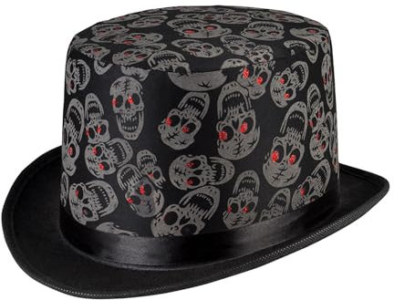 NET TOYS Origineller Totenkopf Zylinder-Hut - Aufregende Party-Kopfbedeckung Skull Zylinder für Erwachsene