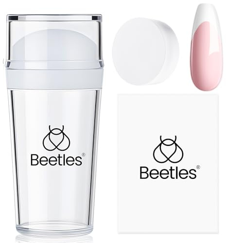 beetles Gel Polish Nail Stamp Kit, Acrylic French Tip, Includes Replacement Nail Stamper Heads, Soft Silicone Printing Tool for Home Manicure, Diy Nail Art Salon Gifts 025