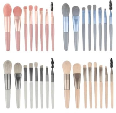 SBTRKT 8-teiliges professionelles Make-up-Pinsel-Set, weicher, Flauschiger Haarpinsel, Lidschatten, Foundation, Rouge, Blending, Schönheit, Kosmetik, Make-up-Tools (Color : Apricot Color)