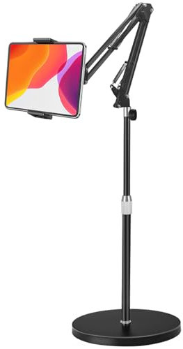 Awlbstruse Tablet Floor Stand, Overhead Bed Phone Stand with 8.8 lb Super Stable Base & Angle/Height Adjustable, Compatible with 4.5''-13'' iPhone, iPad Pro 12.9, Galaxy Tab, Kindle, Phones