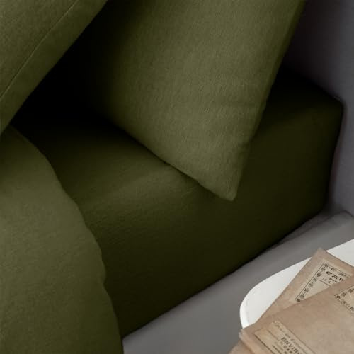 Catherine Lansfield Brushed Cotton Single Fitted Sheet Green