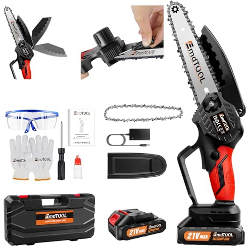 Mini motosierra sin cable de 6 pulgadas, batería eléctrica de 1500 mAh, motosierra con cadena de sierra, mini motosierra con cargador, madera/sierra de árbol para jardín