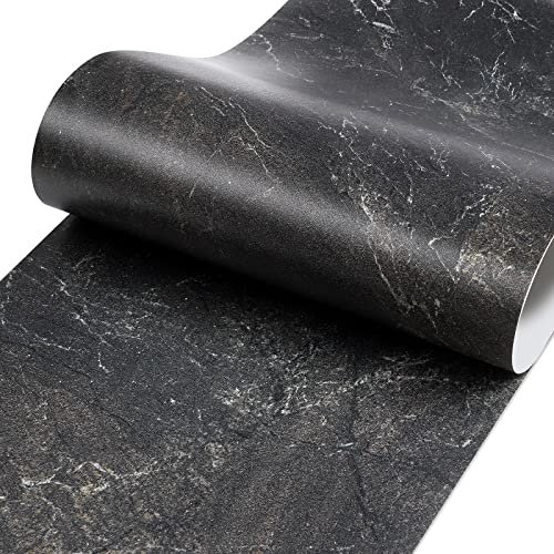Stickyart Vinylboden Selbstkleben Steinoptik Schwarz Marmor Rolle Rutschfest 60cmX30cm PVC Bodenbelag Selbstkleben Vinylboden Meterware Klebefliesen Küche Wandfliesen Aufkleber Badezimmer 4 Stück