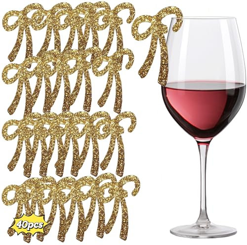 40 PCS marque verre à vin Marqueurs de verres à vin réutilisables Marqueurs Marqueurs de Verre à Vin en Silicone Marque marque-verres Identifiants pour Verres de Réception, Accessoires pour le Vin