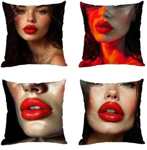 Kissenbezug Outdoor Wasserdicht Sofakissen Sexy Frau Quadratisch Weich Dekokissen Sommer Kissenhülle Mit unsichtbarem Reißverschluss für Sofa Wohnzimmer Balkon Garten Kissen 35 x 35 cm R-f686