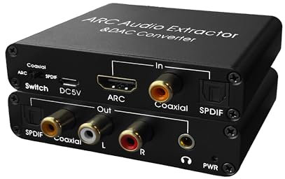 HDMI ARC Audio Extractor, ArbaroClara 192KHz DAC Converter with SPDIF/Optical Coaxial & 3.5mm Stereo Output, HDMI to Analog Audio Adapter for 4K TV/Home Theater System