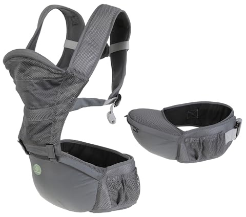 Dreambaby Elevate 6-in-1 Baby Carrier and Hip Seat for Newborn to Toddler up to 18kg - Front, Inward & Backpack Positions, Infant Support with Cushioned Hip Seat and Adjustable Waist Strap