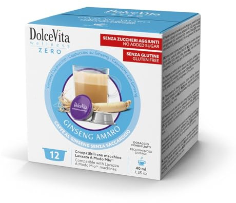 96 Capsule GINSENG AMARO DOLCE VITA Compatibili con A Modo Mio - Prodotto Senza Glutine - Per Macchine Caffè Sistema A Modo Mio -