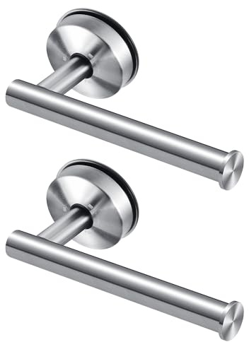 JOMOLA Porte Papier Toilette Mural à Ventouse en Acier Inoxydable pour Salle de Bain Distributeur de Papier Toilette sans Perçage, Crochet Ventouse Porte Serviette, Argenté Lot de 2