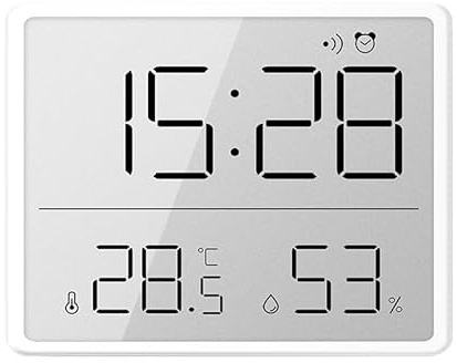 Colexy Despertador Digital, Pequeña Pantalla LCD con Temperatura y Humedad, 12/24 H & ℃/℉, Magnético, Reloj Despertador a Pilas para Hogar, Oficina, Escuela y Viajes, Montable en Pared y de Sobremesa