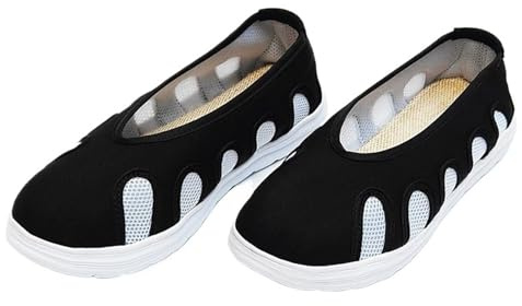 Scarpe da Kung Fu Tai Chi Tradizionale Manuale Tessuto di Cotone Traspirante Sportivo(Black mesh,37EU)