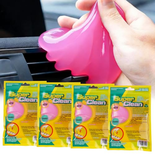 Varenzya 4 Piezas Gel Limpiador Teclado, 80g Rosa Gel Limpiador Coche, Reutilizable Gels Limpieza de Polvo para Interior Coche, Universal Car Cleaning Gels para Ordenador, Calculadoras, Electrónica