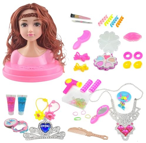 Wxyestna 1 Juego de Cabeza de muñeca para estilizar el Cabello, Maquillaje, Cabeza de estilismo para niñas, Realista