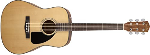 Fender CD-60 V3 Dreadnought Acoustic Guitar, Walnut, Natural | Beginner acoustic guitar, dreadnought body, walnut fretboard, natural finish, scalloped bracing, virtual lessons included