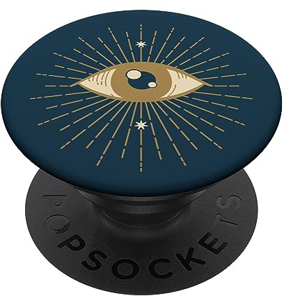 PopSockets Oeil Qui Voit Tout Bleu Foncé PopSockets PopGrip - Support et Grip pour Smartphone/Tablette avec un Top Interchangeable