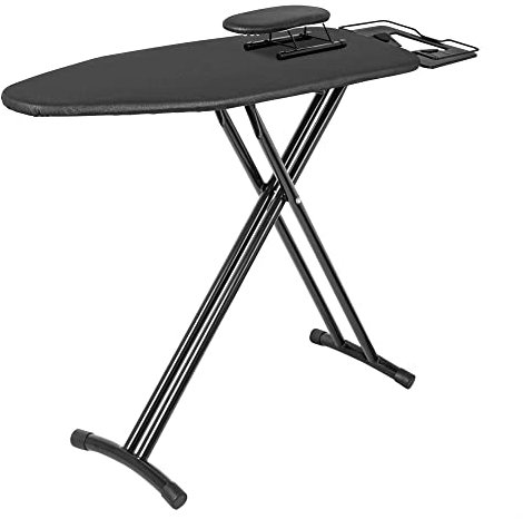 IBVIVIC Comodo asse da stiro, superficie da stiro, 122 x 38 cm, regolabile in altezza, pieghevole per risparmiare spazio, adatto alla maggior parte delle centrali a vapore, nero