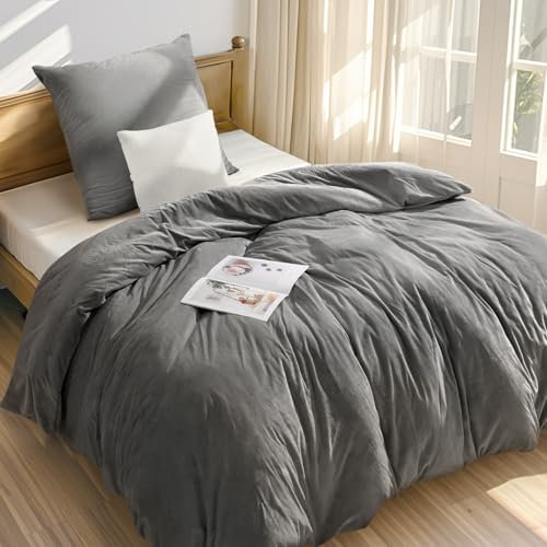 Kristallsamt Bettwäsche-Sets 2-Teilig für Herbst/Winter, Wärmend & Weich, 1 Bettbezug 135x200 cm + 1 KissenbezüGe 80x80 cm, Hautfreundlich, Knitterfrei, Maschinenwaschbar, für Einzel- & Doppelbetten