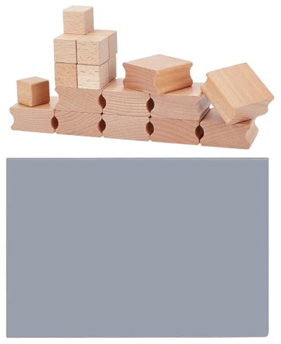 BENECREAT 20PCS Blanko-Stempelhalter Aus Hartholz Mit Grauem Stempelbogen Aus Gummi, 2 Größe Lasergravur Stempelblock Zubehör Für Bastelarbeiten, DIY-Stempel, 2cm /4cm