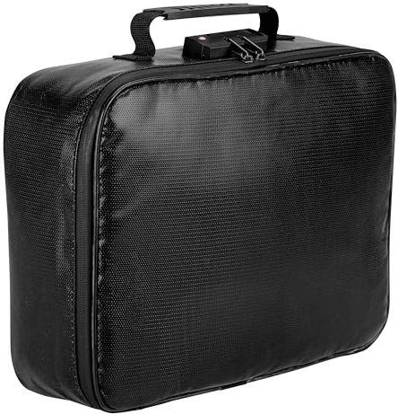 Belle Vous Portafolios Ignifugo - Bolsa Portadocumentos A4 Negra con Cremallera y Cerradura para Guardar Documentos y Dinero - Carpeta Portafolio con Asa para Hombre o Mujer