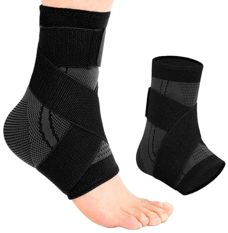 Sprunggelenkbandage 2 Stück Bandage Fußgelenk Knöchelbandage Knöchelbandage Sprunggelenk Knöchel Plantarfasziitis Achillessehne Einheitsgröße Herren und Damen Schwarz (Größe L)