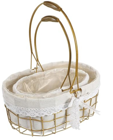 OFFSCH Cestino da Picnic Intrecciato A Mano Cestino per Fiori Intrecciato Contenitore Multiuso con Manico