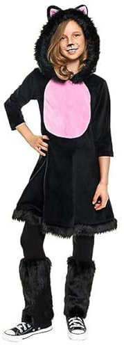 Maskworld Süße Katze flauschiges Kinderkostüm - schwarz - Kindergröße 158-164 - Karneval, Halloween & Motto-Party