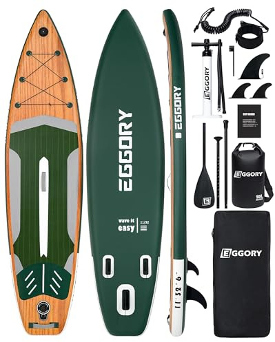 Tavola da surf gonfiabile SUP completa Paddleboard accessori pagaia regolabile, pompa, zaino da viaggio, guinzaglio, borsa impermeabile, tavola per adulti (Green white 2)
