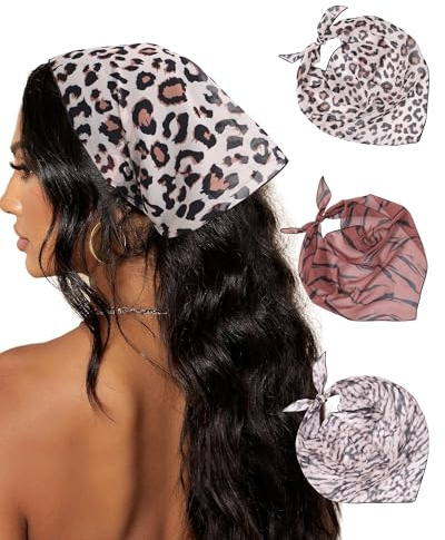 AWAYTR 3Pcs Triangle Hair Scarf Headband for Women Tie Back Head Scarf | Tie-Back Triangle Hair Scarf, No Metal Clips, Versatile for Curly Hair, Yoga, Soft & Breathable