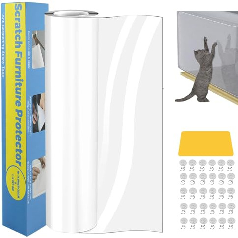Lovcoyo Protection Canape Chat Anti Griffe 30CMX500CM, Anti Griffe Sticker Transparent Autocollant de Protection, Protege canape Griffe Chat pour Meubles Porte MurTapis Comptoirs