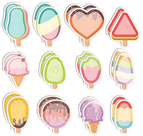 iJiZuo 720 Pezzi Blocchetti Memo Adesivi, Note Adesive dei Cartoni Animati, Mini Note Adesive, Piccoli Regali per Feste di Compleanno a Scuola per Bambini(Motivo Gelato)