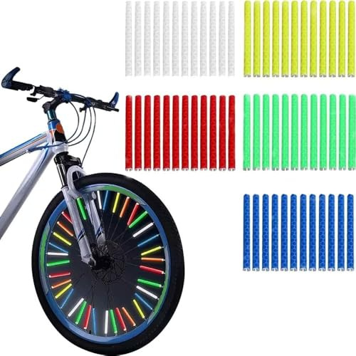 60 Pcs Bicycle Spoke Reflectors, Bike Reflective Spoke, Bicycle Cycle Wheel Spoke Reflectors, Easy Mounting Fit for All Standard Bike Spoke Wheels (5 Colours)
