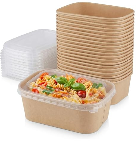 rynli 50pcs Kraft Paper Food Containers with (XPR015 X 50)