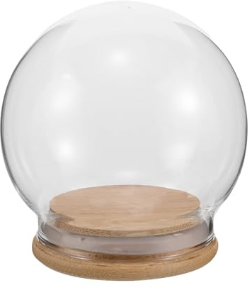 HOLIDYOYO Snöglobstillverkningssats - 8,5 cm Skapa Din Egen Snöglob - Gör-det-själv Tom Glaskupol För Hantverk Med Träbas - Displayfodral För Figurer Juldekorationer