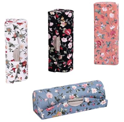 Hanyi Estuche de lápiz labial para mujer con espejo, impresión retro, caja de pintalabios, regalo, 4 unidades