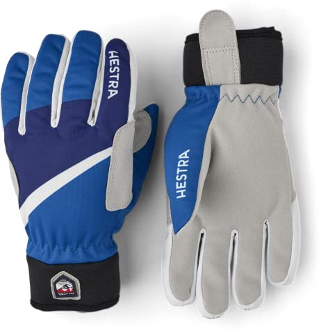 Hestra Tracker Junior Glove (Youth 4-13yrs) I Waterproof, Insulated, 5-Finger Kids Glove for Cross Country Ski - Royal Print - 7