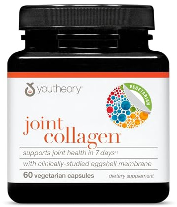 Youtheory Joint Collagen - Vegetarian Collagen Supplement with NEM Eggshell Membrane & Boswellia Extract - Dairy, Soy & Gluten Free - 60 Vegetarian Capsules