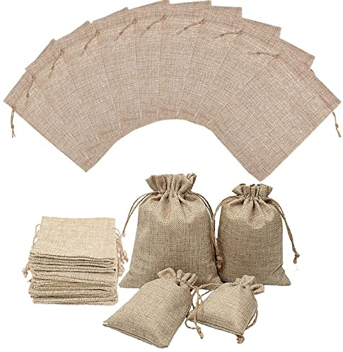 10 Pezzi Sacchettini Juta, Sacchetti Iuta Portaconfetti Set, 30X20cm Sacchettini Juta, per Confetti Caramelle Regalo Matrimonio Natale Festa Regali