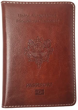 EASYLAVIE Porte Passeport Housse Protège Passeports Cuir Pochette étui pour Passeport Voyage Protection Housse de Passeport (Clair Marron)