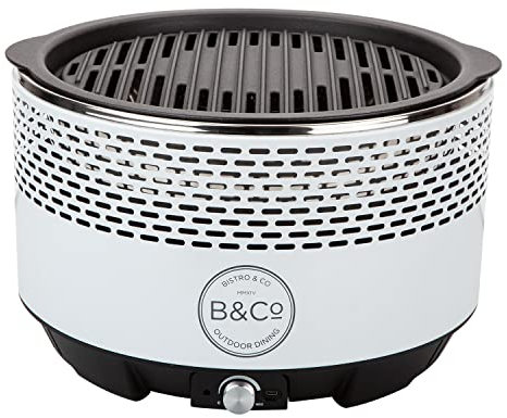 VFM - White Smokeless BBQ Grill - Alfresco, Charcoal, Coal Stove for Cooking, Portable, Easy To Use, Camping, Holidays, Summertime, Table Top, Small BBQ
