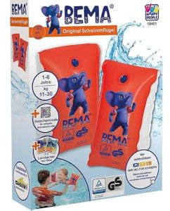BEMA® Ali da nuoto misura 0, con carte educative e corsi di nuoto virtuale, colore: arancione