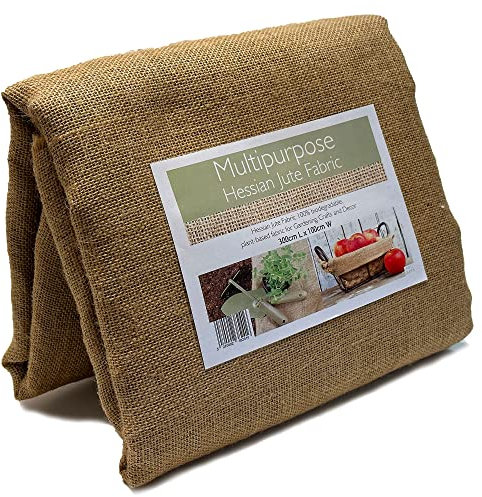Multipurpose Hessian Jute Fabric. 100% Biodegradable Plant Based Fabric for Gardening, Rustic Home Decor, Pergola Shade Cover, Fence Cover, Crafting. (3 metres)