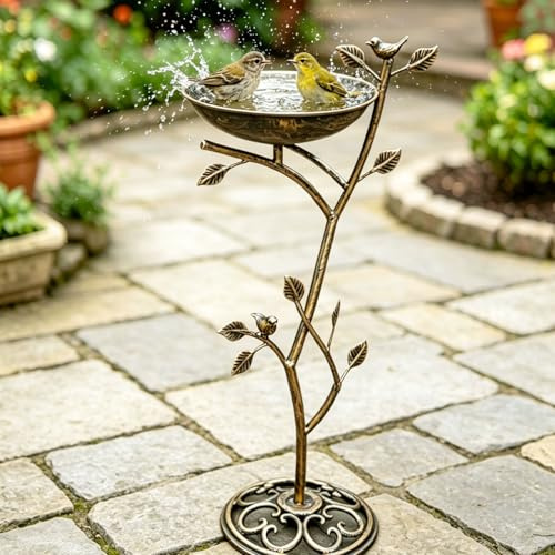 HOUYANG Abreuvoir d'oiseaux en Fonte pour extérieur, décoration Vintage en métal, 29 x 78,7 cm (l x H)