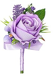 Floinla 1Pc Single Purple Lavender Boutonnieres for Men Wedding Prom, Artificial Rose Lilac Flower Groom and Groomsmen Boutonniere for Wedding Homecoming Ceremony Anniversary, Formal Dinner Party