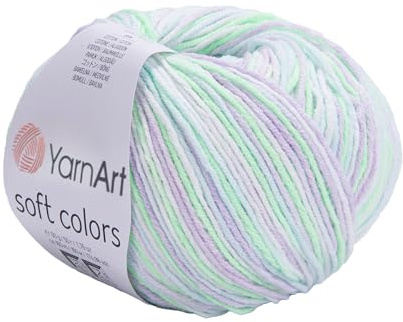 YarnArt Jeans Soft Colors - Variegated Sport Yarn 55% Cotton 45% Acrylic - 1 Skein/Ball 50g 174 Yds - Soft Knitting Cotton for Amigurumi