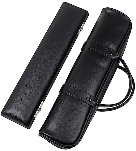 16-håls high-end flöjtväska, svart läder, flöjtväska, flöjtlåda, flöjtlåda, PVC-läderbox-set, tillbehör för träblåsinstrument, tillbehör, reservdelar