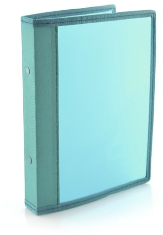 Classeur à 2 anneaux métalliques de 2 cm - Format A5 - Bords renforcés en tissu assorti et poche intérieure, 5PP - 100 % écologique by Office Box (vert)